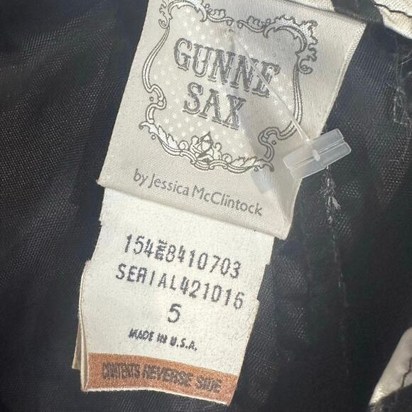 VTG 70s Gunne Sax black white stripe Women dress size 5 whimsygoth emo grunge - Picture 5 of 15